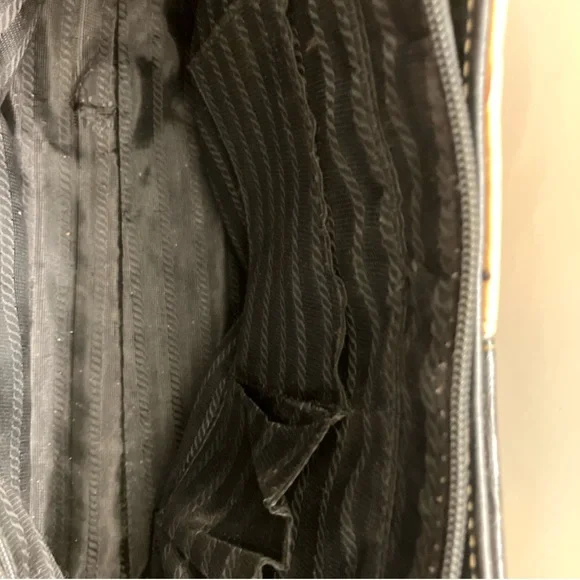 Authentic Prada Black and Tan Croc-Pattern Shoulder Bag - Picture 6 of 10